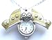 Beige Enamelled Butterfly Pendant Watch On A Silver Coloured Chain