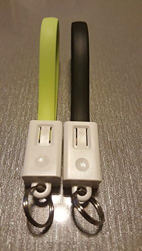 2-Piece Set Micro USB Keychains and Pull Colors Granny Smith Apple Green and Matte Black - Charge Android Smartphone and Tablet on the Go!