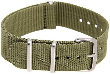 20mm Unisex Durable Canvas Watch Band Strap Buckle Army Green Military Fashion