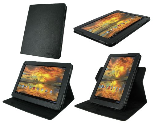 rooCASE Dual-View Multi Angle (Black) Leather Folio Case Cover for Motorola XOOM FAMILY Edition Tablet (NOT Compatible with XOOM and XOOM 2)