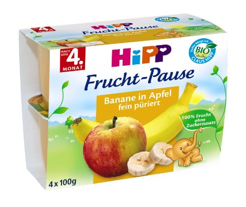 Hipp Frucht-Pause Banane in Apfel 4 x 100 g, 6-er Pack (6 x 400 g) - Bio