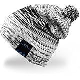 Mydeal Winter Fashion Bluetooth Beanie Hat Pom Pom Knit Music Cap with Removal Speakers & Mic Hands Free Wireless Headphones Headsets Earphone for Running Skiing Skating Hiking,Christmas Gifts - Black
