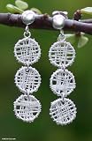 Earrings, 'Webs of Silver'
