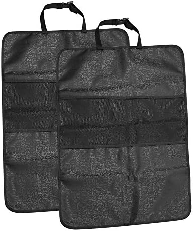 [2 Pack] Kick Mats Kapoo Car Seat Back Protectors with Organizer for Car,SUV,Trunk or Minivan,Durable &amp; Easy to Clean(Black)[1 Year Warranty]