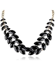 Black Cabochon Fern Statement Necklace, 19.125"+2" Extender