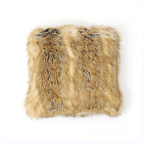 Best Home Fashion Amber Fox Faux Fur Pillow 18" X 18" - 1 Pair