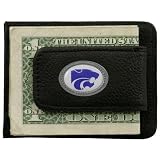 Kansas State Wildcats Black Leather Card Holder & Money Clip