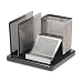 Rolodex Distinctions Desk Organizer, Metal/Wood, 5.875 x 5.875 x 4.5 Inches, Black/Silver (E23552)