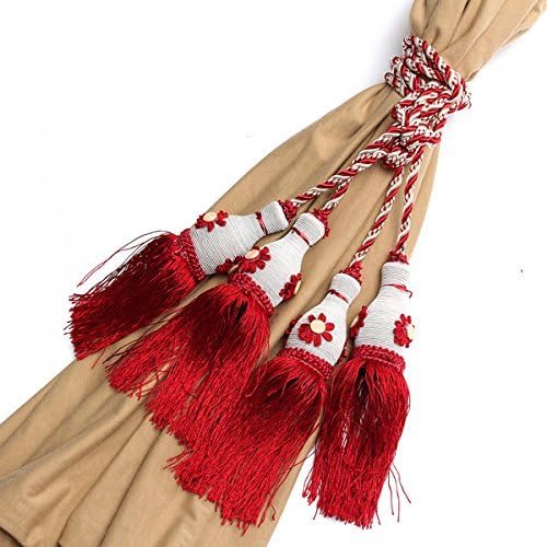 Window Dressings Beautiful Draperies Curtains A Pair Applique Tassels Curtain Tieback Double Ball Curtain Cord Home Decor Home Textiles Window Treatments Red