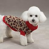 Safari Dog Sweater - Leopard Print with Red Trim - Size XS XSmall