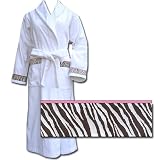 The Cat's Pajamas Cotton Velour Robe with Zebra Ribbon Trim