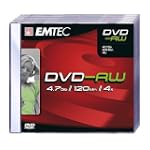 EMTEC 4.7 GB 4x Silver Single-Layer ReWritable Disc DVD-RW, EKOV-RW4754JC, 5-Discs with Jewel Cases