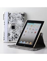 Personal Computer: TCD iPad Mini 1 2 3 White Fancy Rotating Black Flower PU Leather Case Cover - The Case Doctor