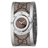 Gucci Women`s YA112425 Twirl Medium Beige and Ebony GG Plus Bangle Watch