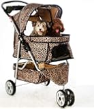 All Terrain Extra Wide Leopard Skin 3 Wheels Pet Dog Cat Stroller w/RainCover