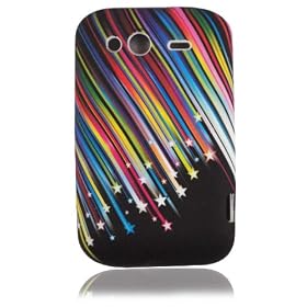 Shootings Stars Design TPU Gel Case Skin With Screen Protector for HTC Wildfire S