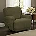 Maytex Reeves Stretch 4 - Piece Recliner Arm Chair Furniture Cover/Slipcover with Side Pocket, Dark Sage Green
