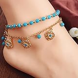 Womens Turquoise Beads Anklets Tassels Foot Chain Anklet