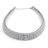 Bling Jewelry 5 Row Cubic Zirconia Bridal Choker Necklace