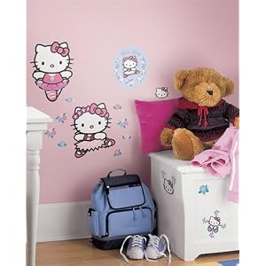 Reusable Decorative Hello Kitty Ballet and Dance Wall Appliques Stickers for Kids