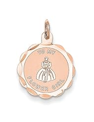14k Rose Gold Flower Girl Disc Charm