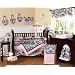 Pink and Black Sophia Crib Bedding - 9pc crib set