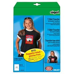 Sigel IP653 InkJet-Transferfolien f�r T-Shirts, wei�, dunkle Textilien, inkl. 6 Blatt B�gelpapier, polymerbeschichtetes Papier, 250 �m, A4, 6 BL