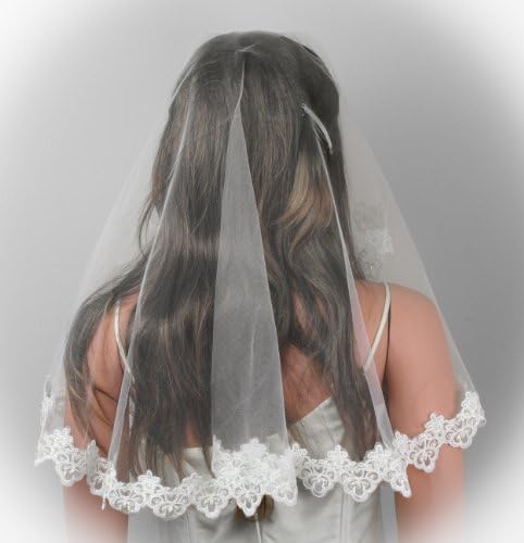 Ivory Bridal Mantilla Veil Headpiece for Wedding, QuinceaƱera, Party or Costume
