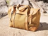 Short Weekender Canvas/ Leather Travel Bag (tan)
