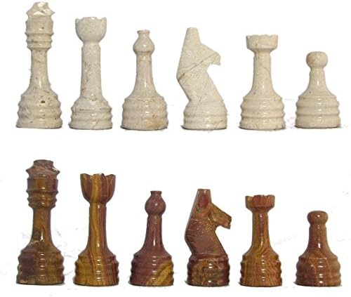 Bottocino &amp; Red Rustic Style Marble Chess Pieces
