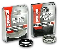 Opteka 25mm High Definition² Circular Polarizing + UV (0) Ultra Violet Haze Multi-Coated Glass Filter Kit