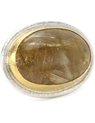 GURHAN "Galapagos" Silver and Gold Rutilated Quartz Ring, Size 7