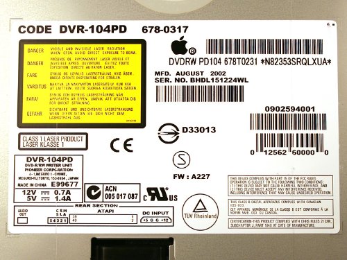 Pioneer DVD-RW DVR-104 Apple Power Mac G4 OEM SuperDrive