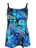 Womens Longitude Swimdress, Long Tankini Swimwear, Floral and Abstract Prints 10-18