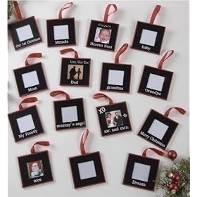 Pack of 12 Holiday Cheer 4"x4" Black Board Picture Frame Christmas Ornaments