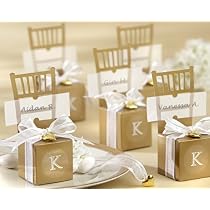 Miniature Gold Chair Favor Box with Heart Charm and Ribbon 12 Sets of 12