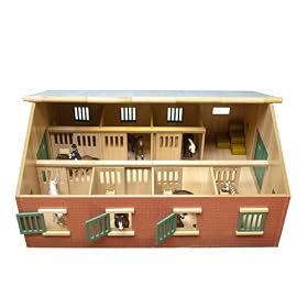 Kids Globe par Toys World - 610595 - Jouets Belle ferme - �curie en bois 1:24 avec 7 box � chevaux (pour chevaux de marque Schleich)