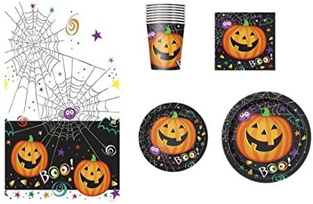 Pumpkin Pals Halloween Party Supplies Bundle,Serves 8 Goblins and Includes Table Cover