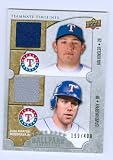 Ian Kinsler & David Murphy game used jersey swatch card (Texas Rangers) 2009 Upper Deck #163