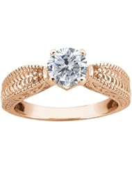 1.00 Ct Round H/I I1 Diamond 18K Rose Gold Ring