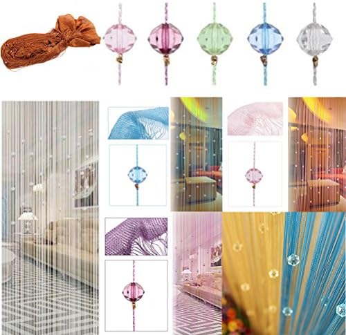 Wabrina 1x2 M Fashion Decoration Beaded String Curtain Door Divider Crystal Beads Tassel Screen Curtain Beads Panel for Wedding Coffee House Restaurant Parts, Silver