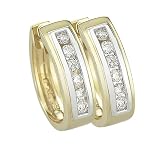 14K Yellow Gold 1/2 ct. Channel Set Diamond Huggie Earrings