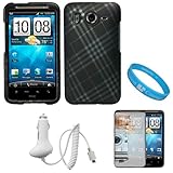 Matte Black with Silver Plaid Design Protective Rubberized Crystal Hard Cas ....
