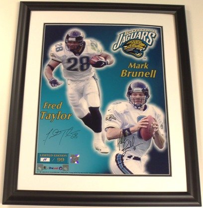 Mark Brunell & Fred Taylor Autographed Jacksonville Jaguars 16x20 Photo - Custom Framed