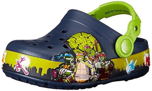 crocs TMNT II K Light-Up Clog (Infant/Toddler/Little Kid/Big Kid), Navy/Volt Green, 2 M US Infant