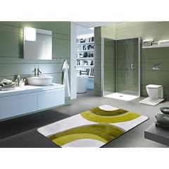 DEMATEX Badezimmer-Garnitur als 3-teiliges Set gr�n-wei�-silber 60x100cm