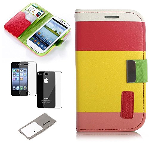 Lumsing(TM) Flip ID Card Wallet Colorful PU Leather Purse Design Case Cover w/Stand for Samsung i9300 Galaxy S3 III with Screen Protector+ Stylus (multi color)