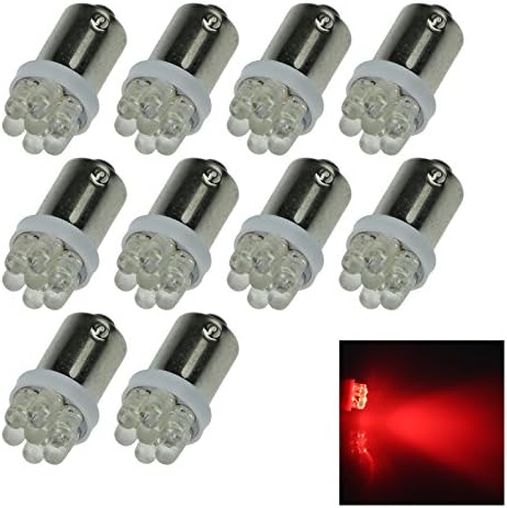 Kindfire 10Pcs Car LED Light BA9S 57 182 T4W W6W 1819 1835 1210 1206 5050 7-SMD In-line LED License Plate Light Map Bulb Dome Lamp K014(5 Color) (Red)