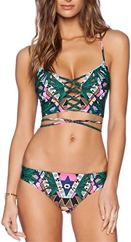 Microcosm Women'sTwo-piece Floral Printing Push Up Swimsuit Bikini Set