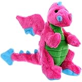 goDog Dragon With Chew Guard Technology Tough Plush Dog Toy, Pink, Small